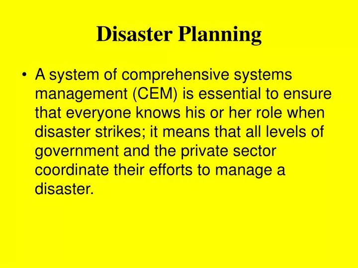 disaster planning n.