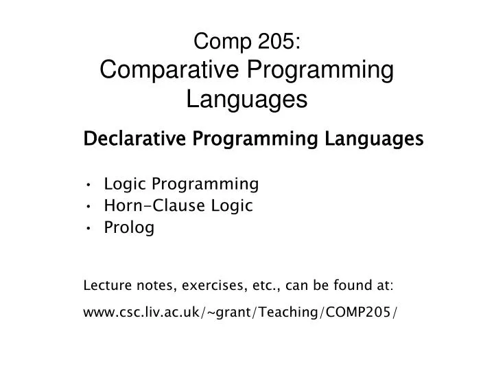 comp 205 comparative programming languages n.