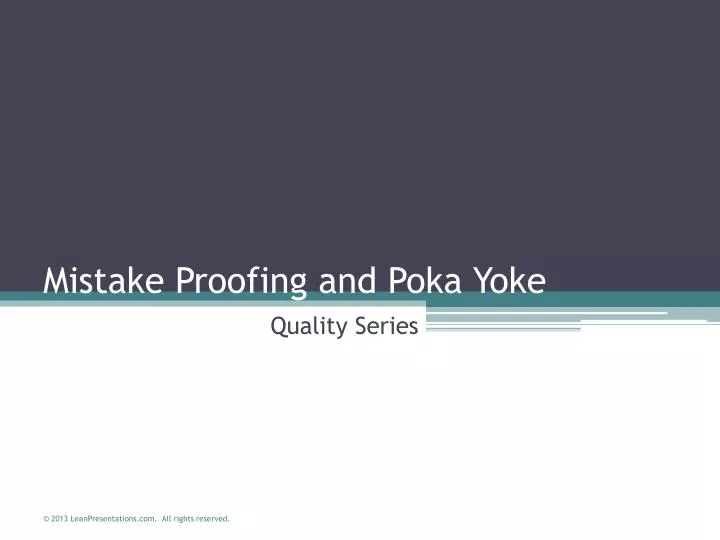 mistake proofing and poka yoke n.