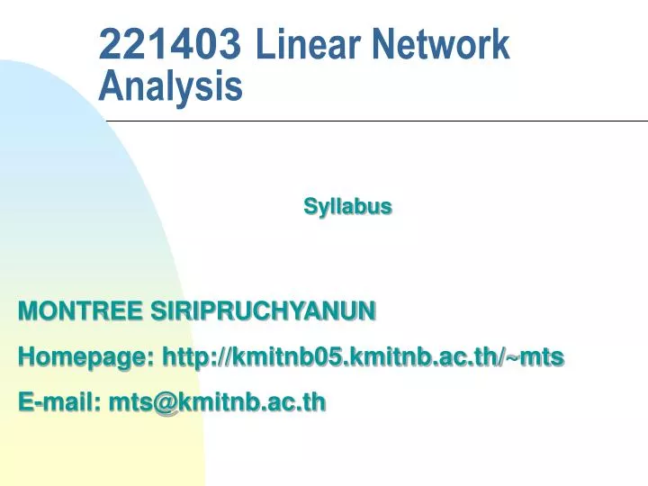 221403 linear network analysis n.