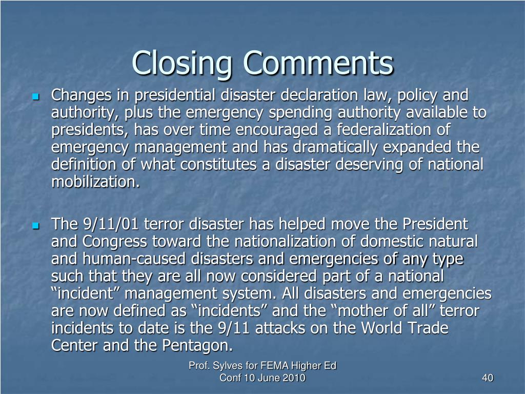 PPT Presidential Declarations of Disaster A Catastrophe Declaration