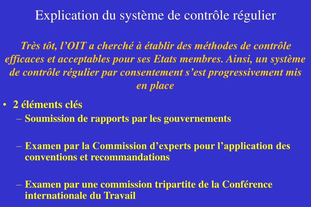 PPT - LES MECANISMES DE CONTRÔLE DES NORMES INTERNATIONALES DU TRAVAIL ...