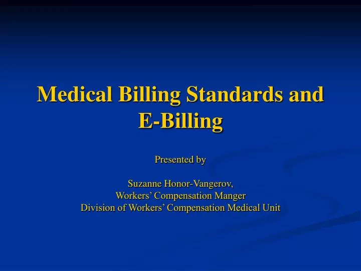 medical billing standards and e billing n.
