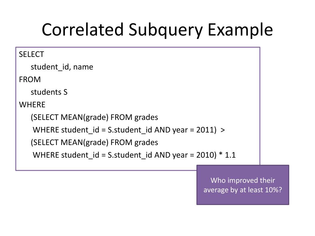 PPT - Correlated Subqueries in PROC SQL PowerPoint Presentation