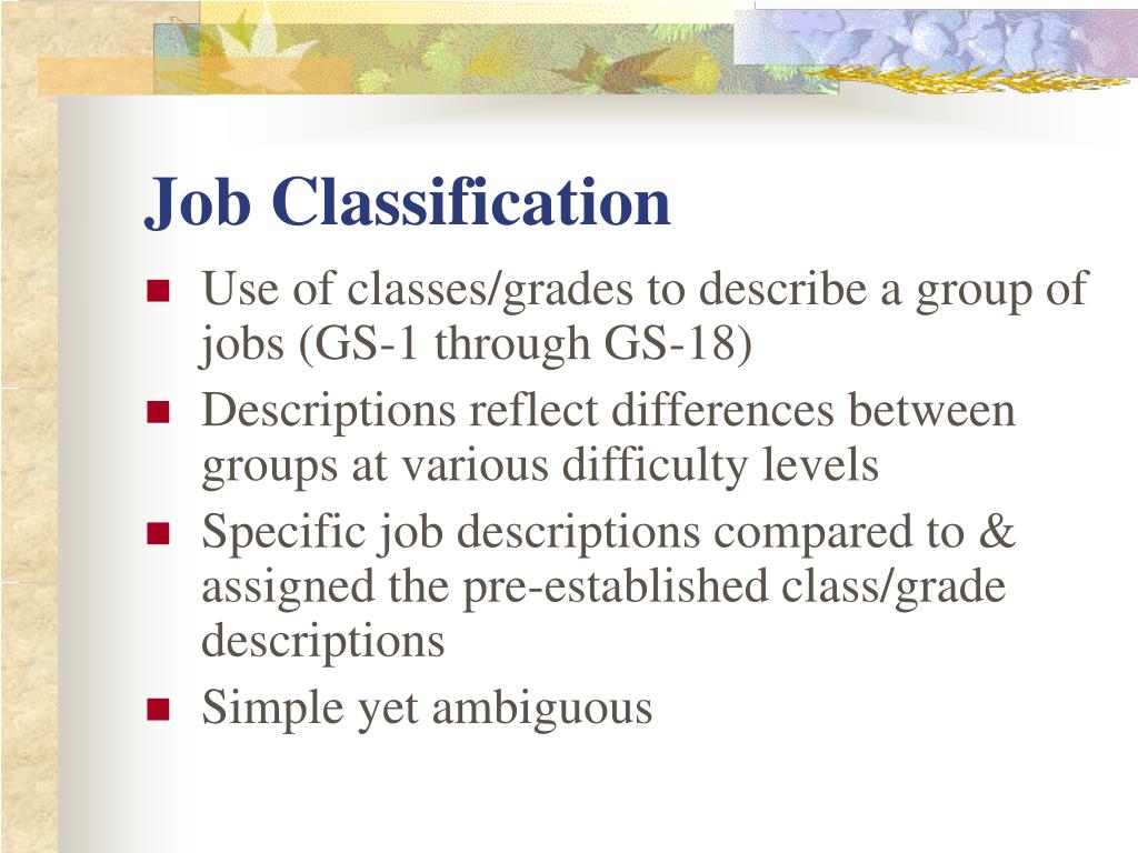Government job classifications list