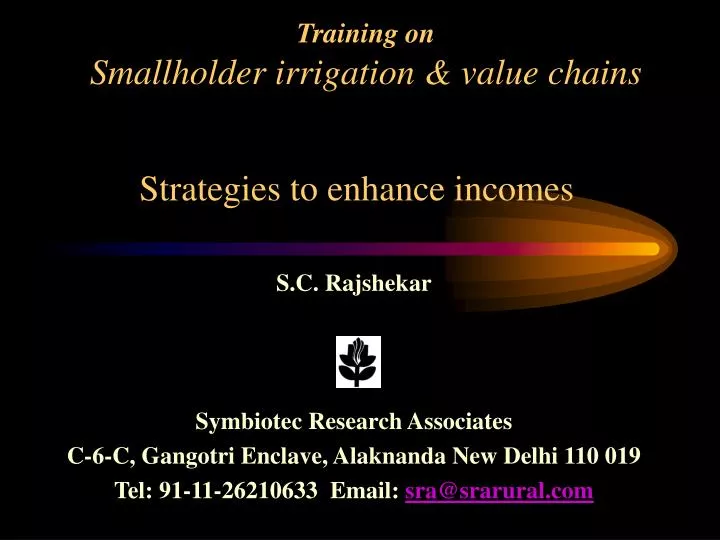 training on smallholder irrigation value chains n.