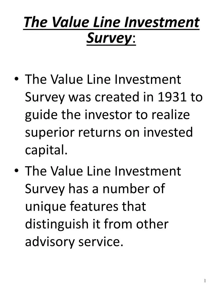 PPT - The Value Line Investment Survey : PowerPoint Presentation, free ...
