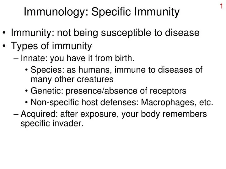immunology specific immunity n.