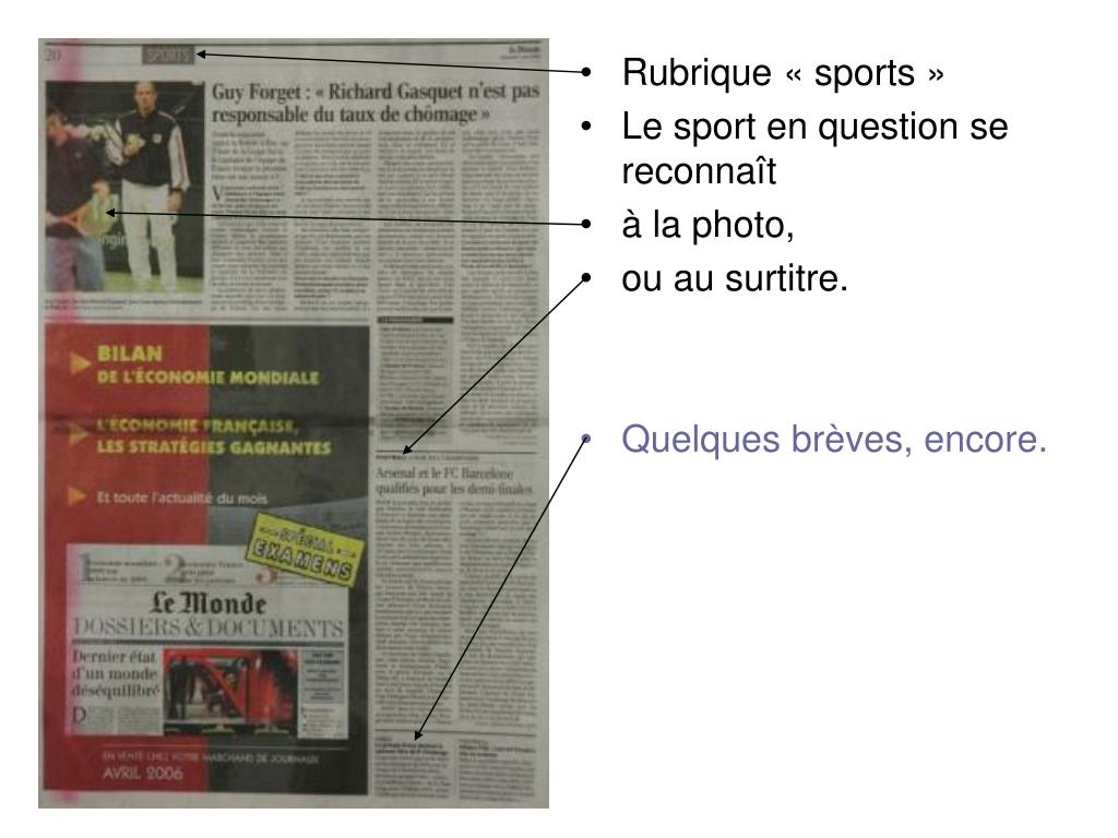 PPT  Le contenu d’un journal  les rubriques PowerPoint Presentation