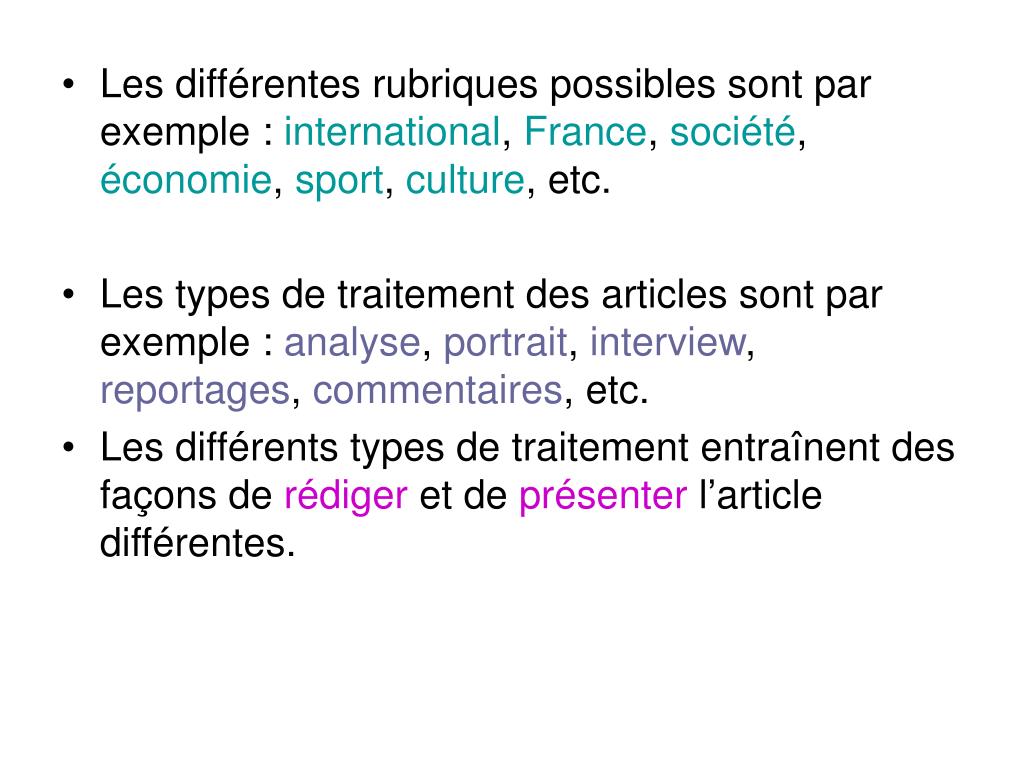 PPT  Le contenu d’un journal  les rubriques PowerPoint Presentation