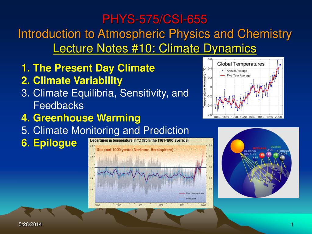 PPT - PHYS-575/CSI-655 Introduction to Atmospheric Physics and