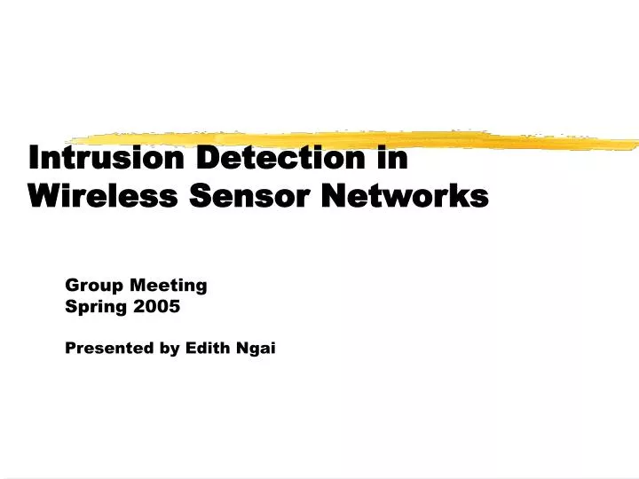 intrusion detection in wireless sensor networks n.