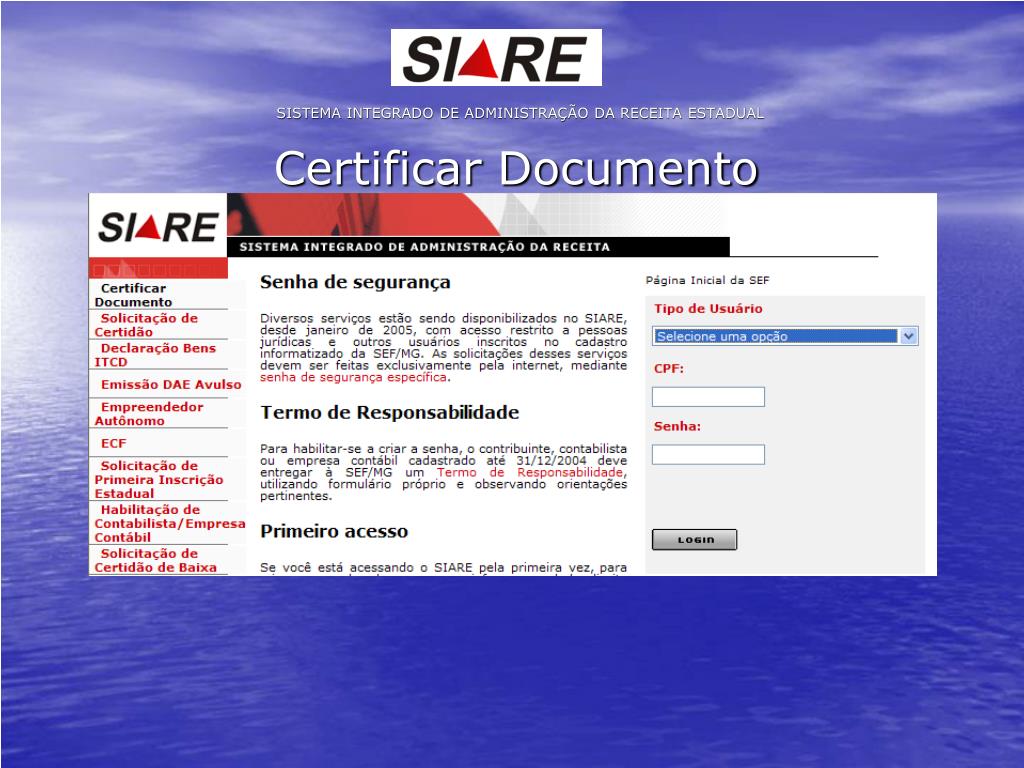 PPT - SISTEMA INTEGRADO DE ADMINISTRAÇÃO DA RECEITA ESTADUAL ...