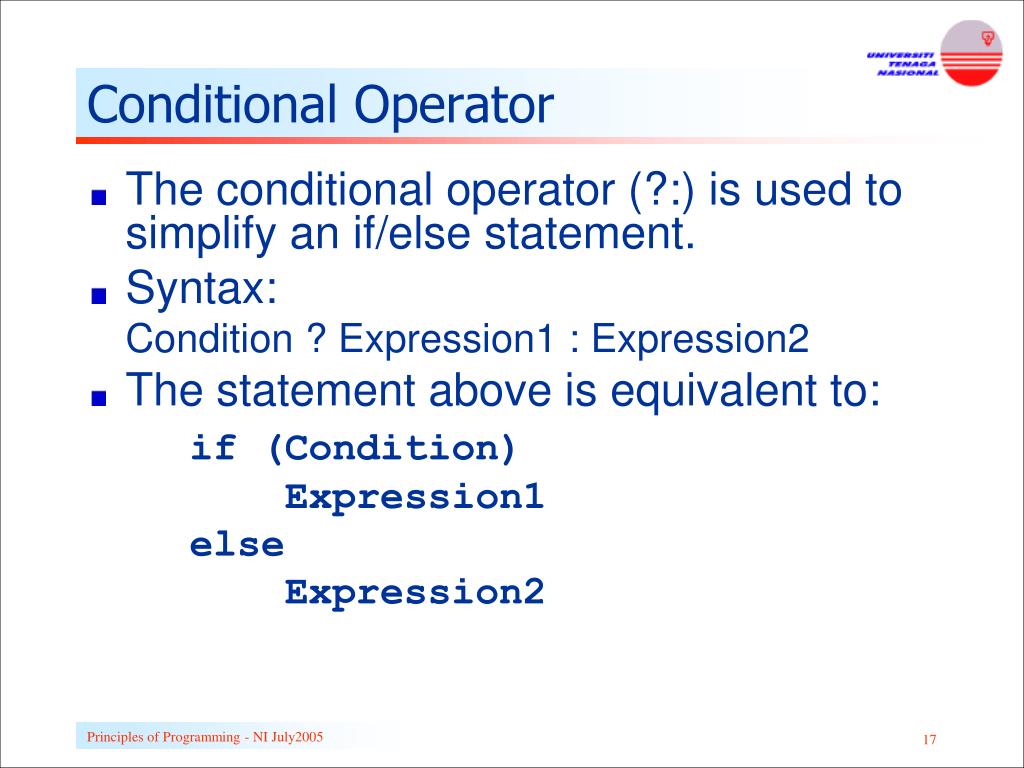 c conditional operator syntax