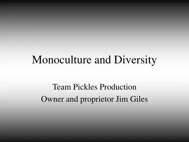 monoculture and diversity n.