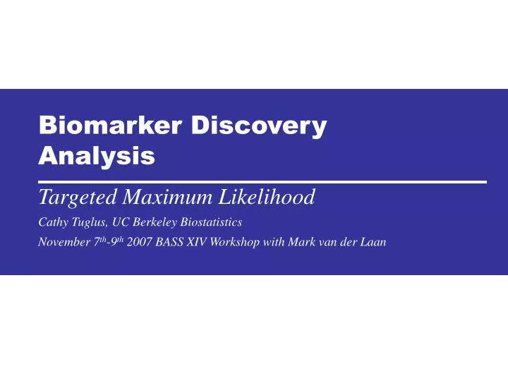 biomarker discovery analysis n.