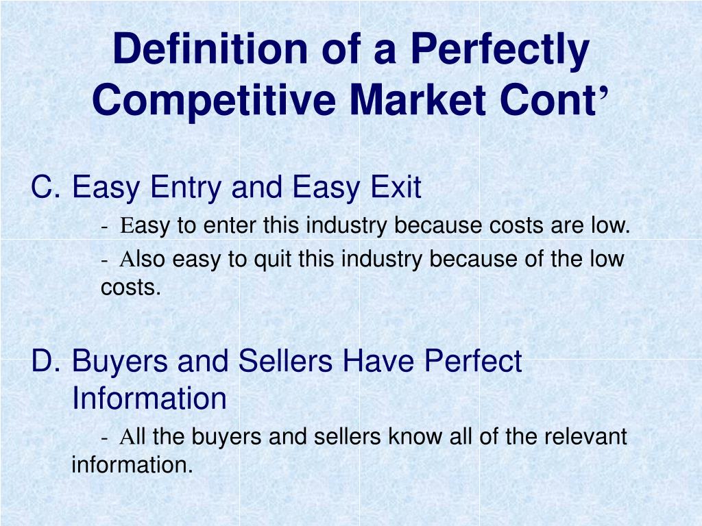 PPT - PERFECTLY COMPETITIVE MARKETS PowerPoint Presentation, free ...