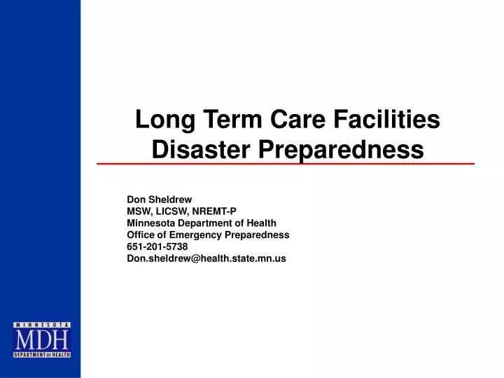 PPT Long Term Care Facilities Disaster Preparedness PowerPoint