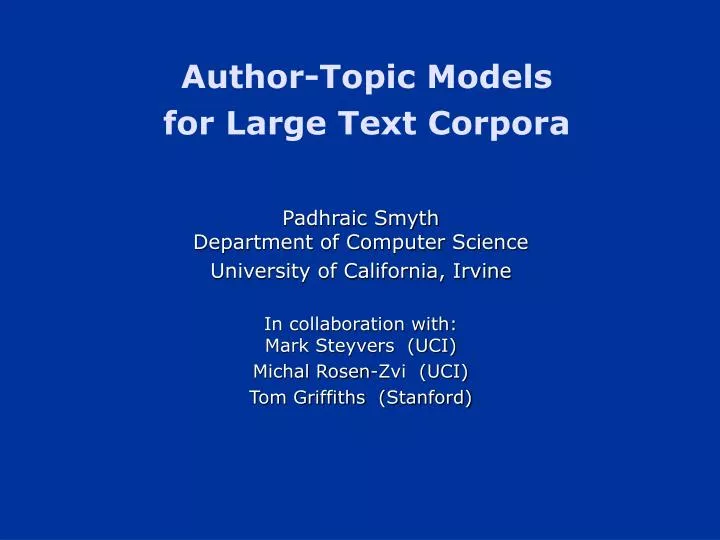 author topic models for large text corpora n.