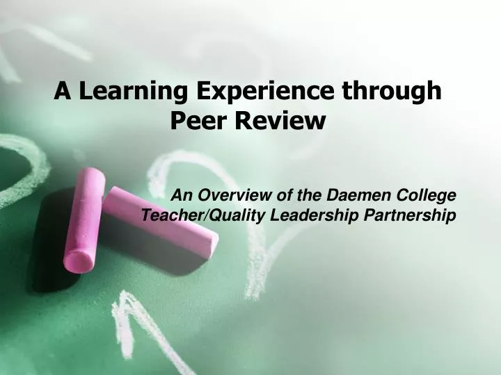 a learning experience through peer review n.