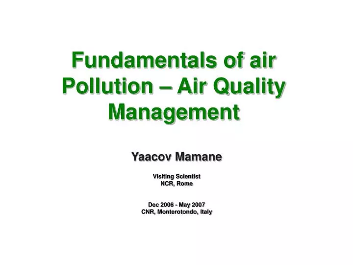 Ppt Fundamentals Of Air Pollution Air Quality Management - 