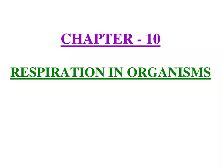 chapter 10 respiration in organisms n.
