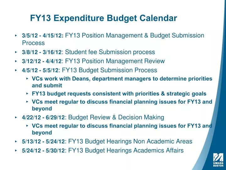 fy13 expenditure budget calendar n.