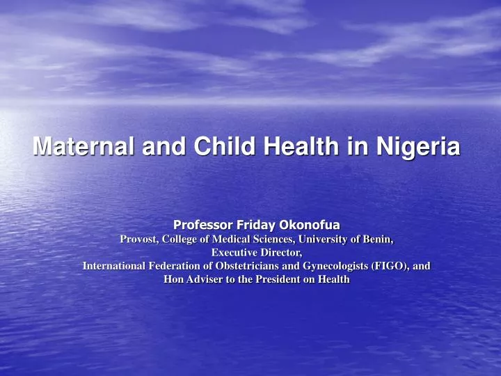 maternal and child health in nigeria n.