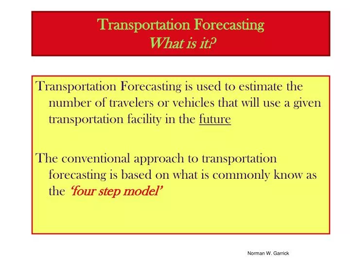 transportation forecasting what is it n.