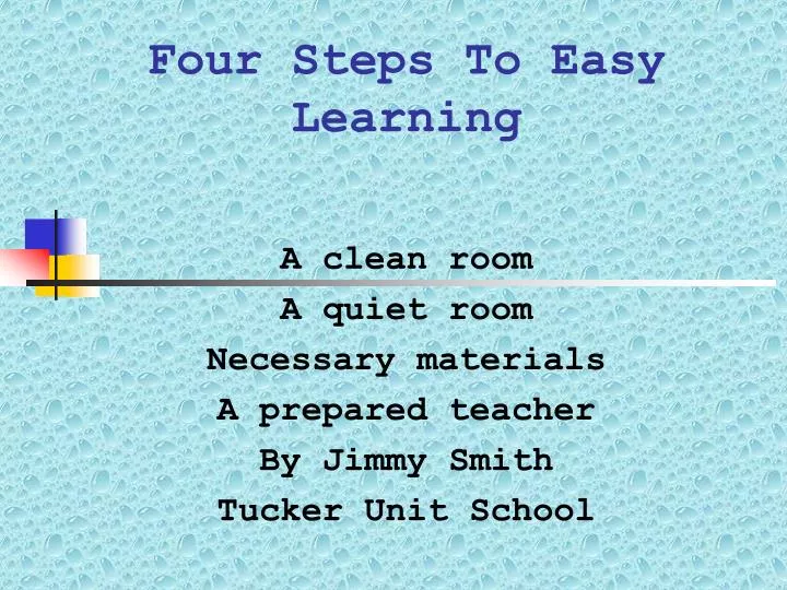 four steps to easy learning n.