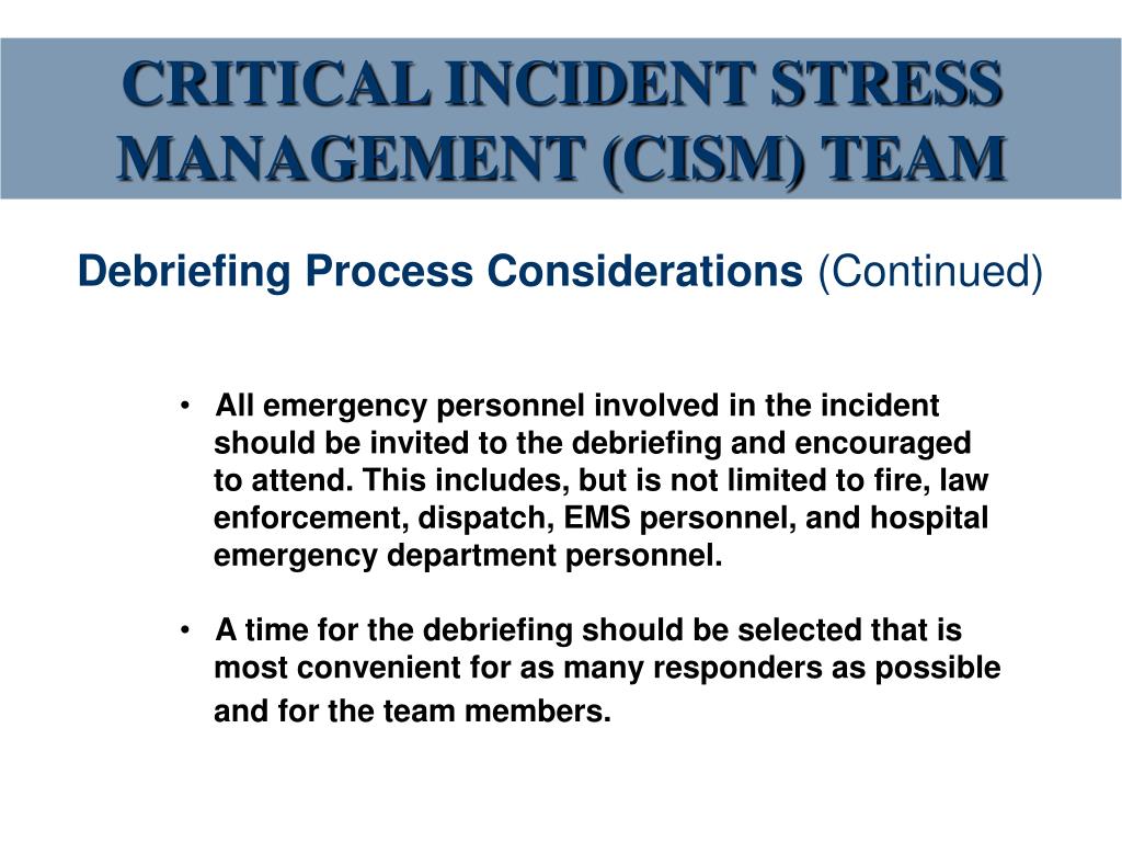 PPT - CRITICAL INCIDENT STRESS MANAGEMENT (CISM) TEAM PowerPoint  Presentation - ID:84700