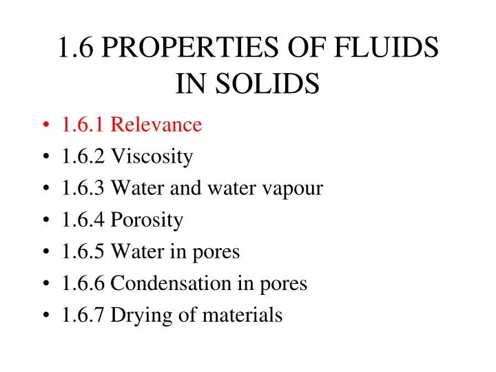 PPT - 1.6 PROPERTIES OF FLUIDS IN SOLIDS PowerPoint Presentation, free ...