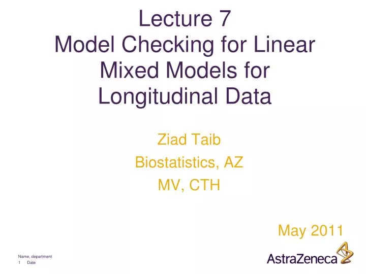 Ppt lecture 7 model checking for linear mixed models for longitudinal