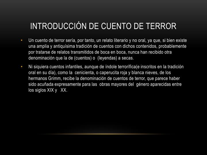 PPT - Cuentos de terror PowerPoint Presentation - ID:848495