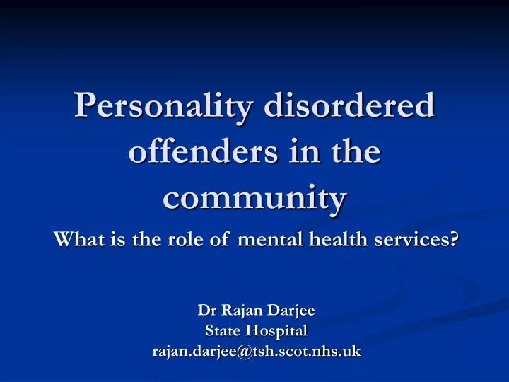 personality disordered offenders in the community n.