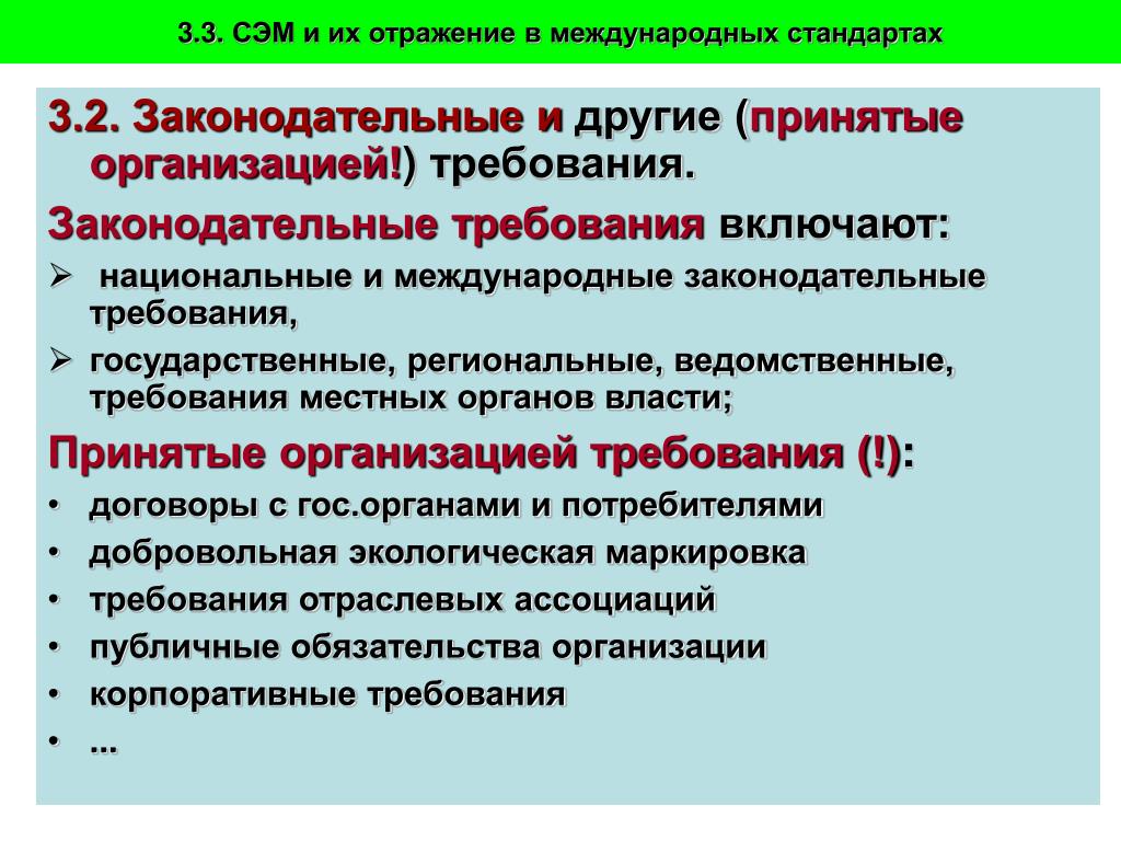 Временные требования к организации