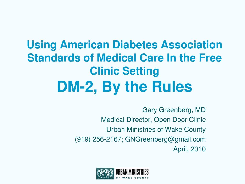 PPT Using American Diabetes Association Standards of Medical Care In
