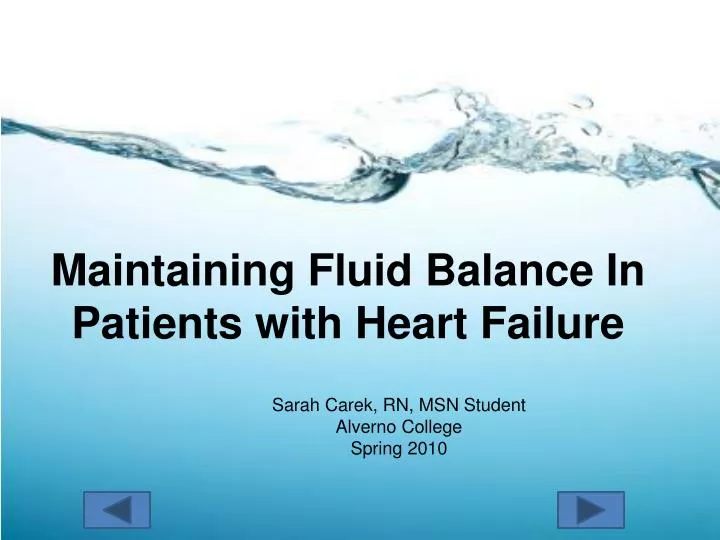 PPT Maintaining Fluid Balance In Patients with Heart Failure