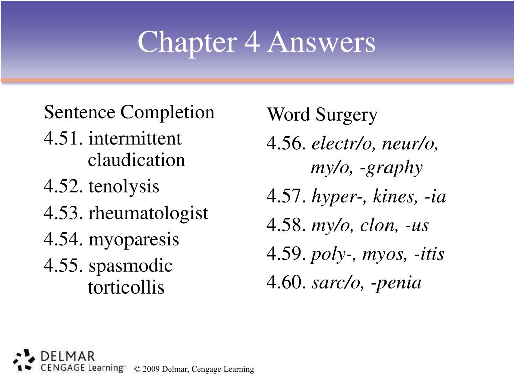 Chapter 4 medical terminology answers