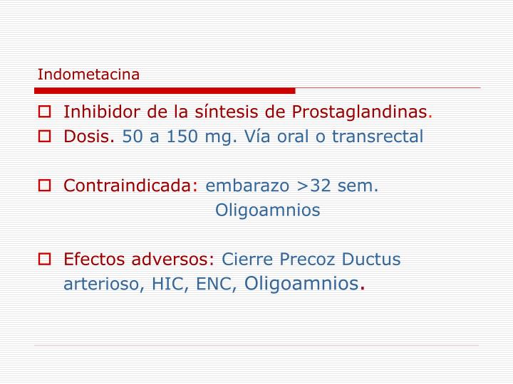 Indometacina En El Embarazo Efectos Secundarios