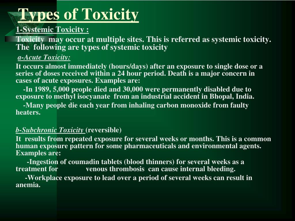 What toxicity types are there?