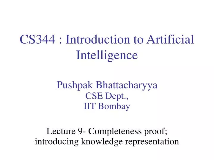 cs344 introduction to artificial intelligence n.