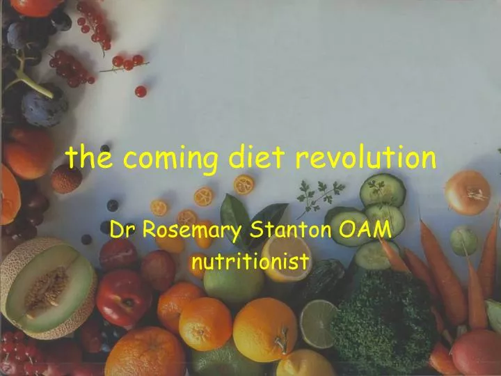 the coming diet revolution n.
