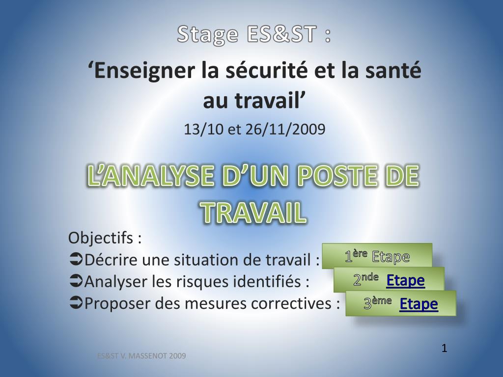 PPT - L'ANALYSE D'UN POSTE DE TRAVAIL PowerPoint Presentation, free  download - ID:858802