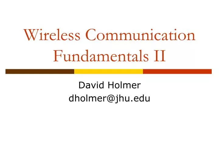 wireless communication fundamentals ii n.