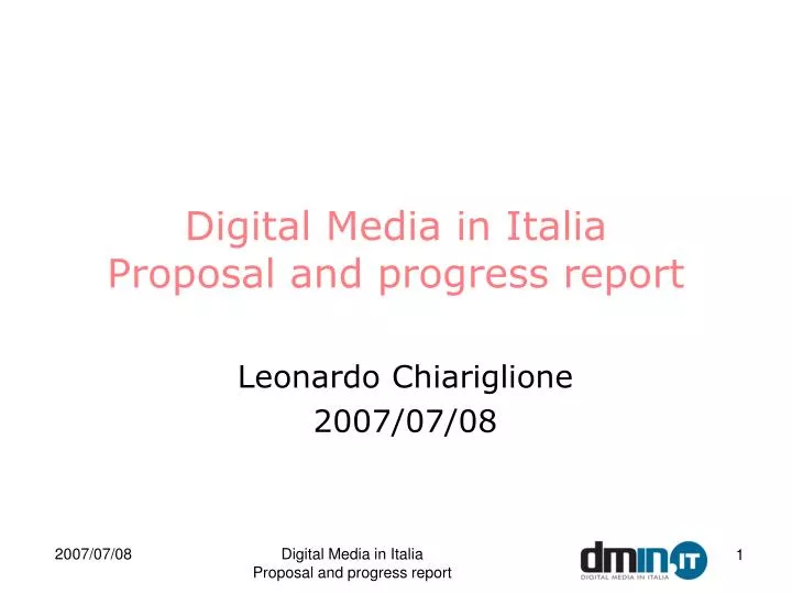 digital media in italia proposal and progress report n.
