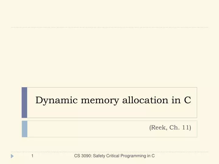 PPT - Dynamic memory allocation in C PowerPoint Presentation, free ...