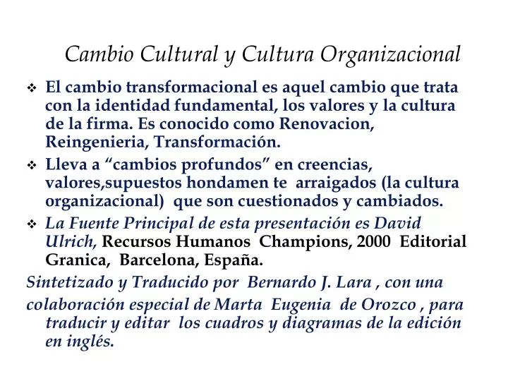 PPT - Cambio Cultural y Cultura Organizacional PowerPoint Presentation -  ID:866002