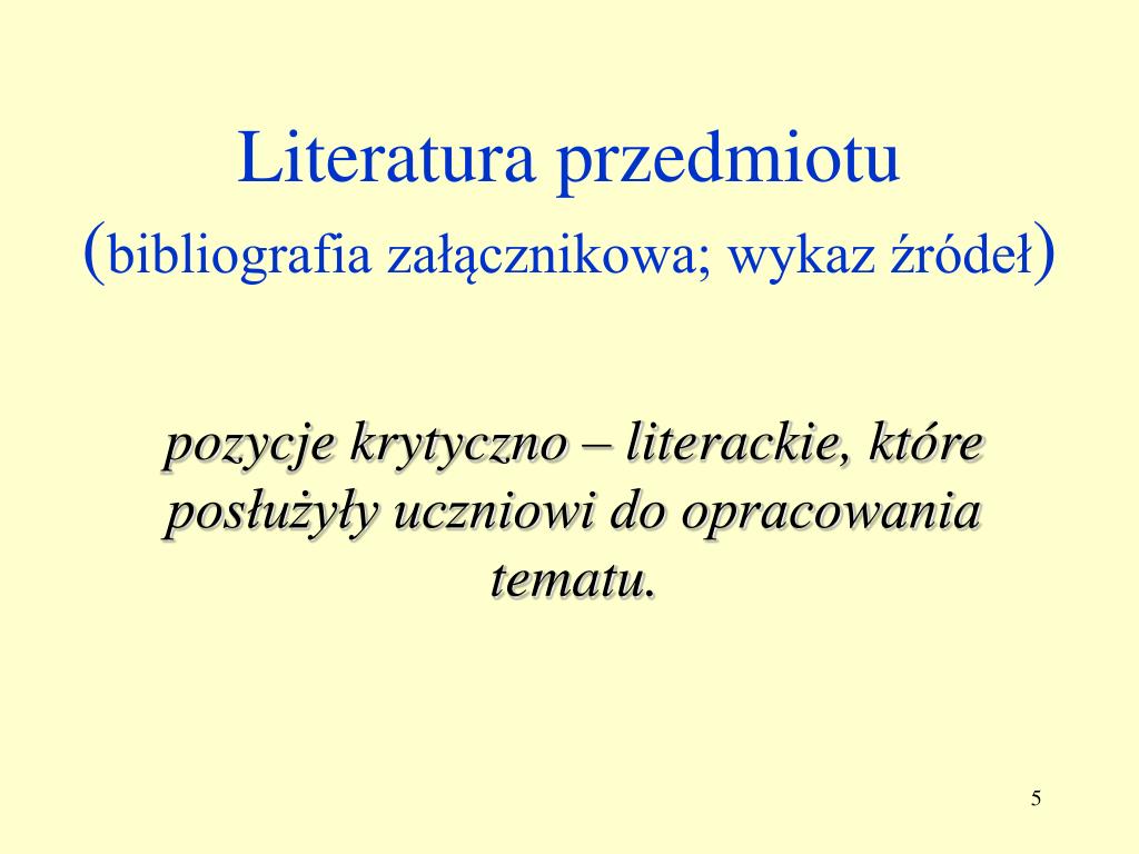 Bibliografia Podmiotu I Przedmiotu Wzór PPT - OPIS BIBLIOGRAFICZNY i jego zastosowanie w literaturze podmiotu i