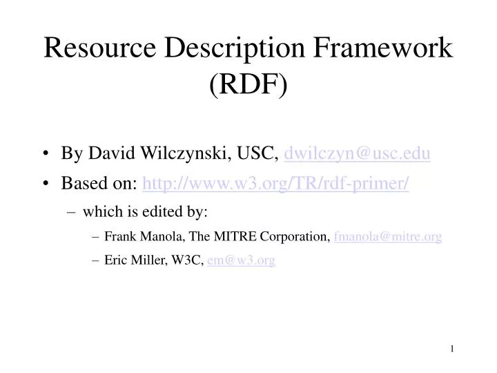 Ppt resource description framework rdf powerpoint presentation